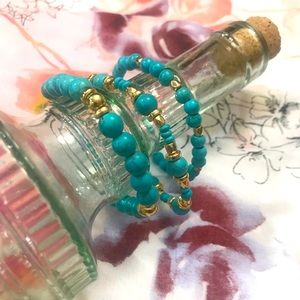 Handmade Turquoise Dyed Howlite Bead Bracelet Set